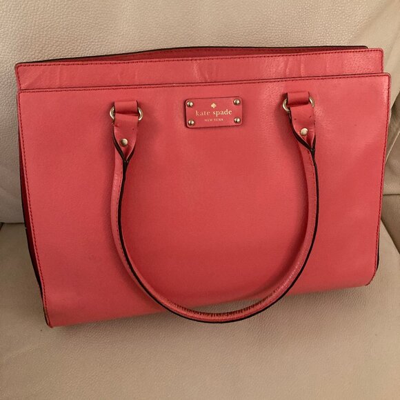 Kate Spade Wellsley Lg Leather Tote, Flamingo Pink - Picture 1 of 16